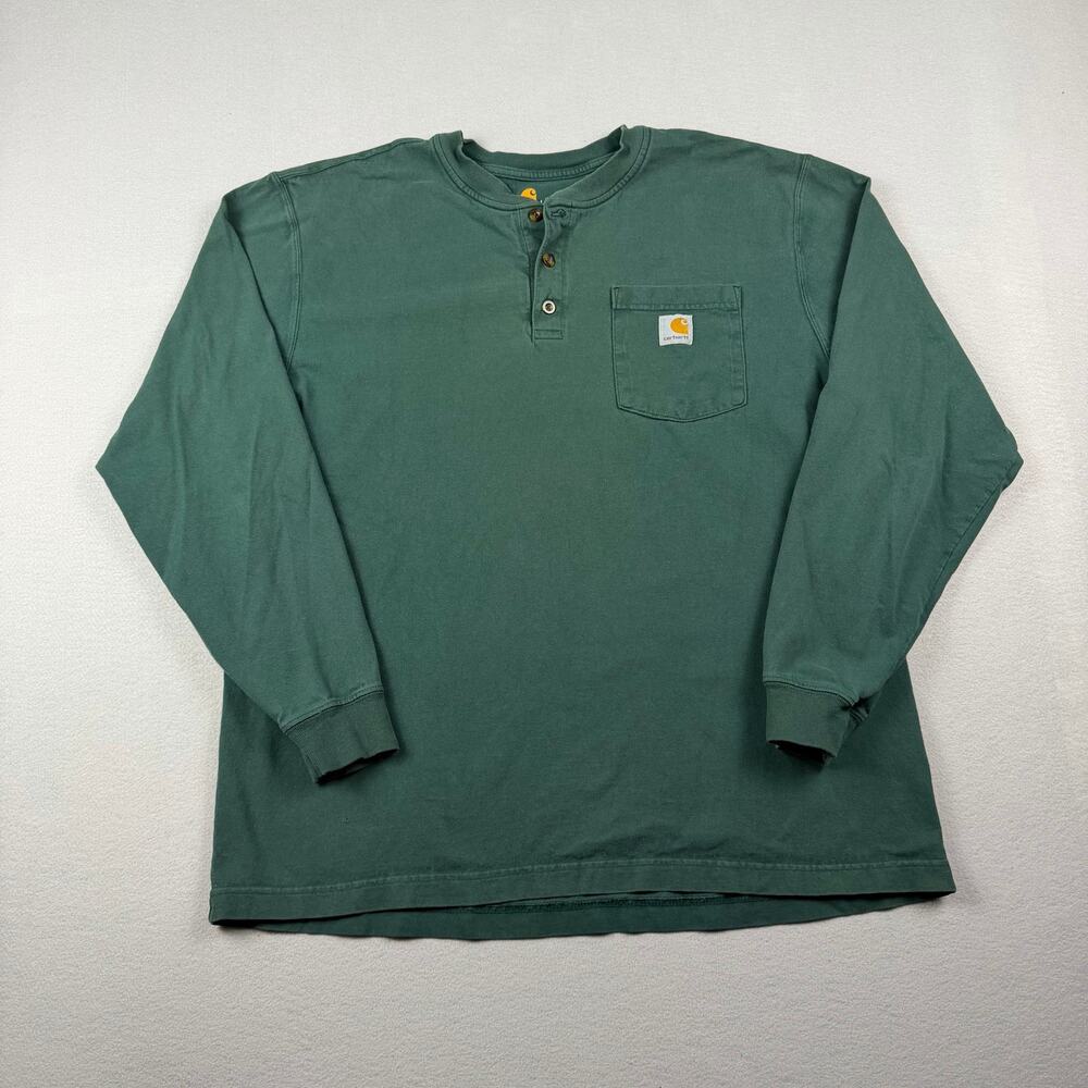 Carhartt K128 Henley Long Sleeve Shirt L Green